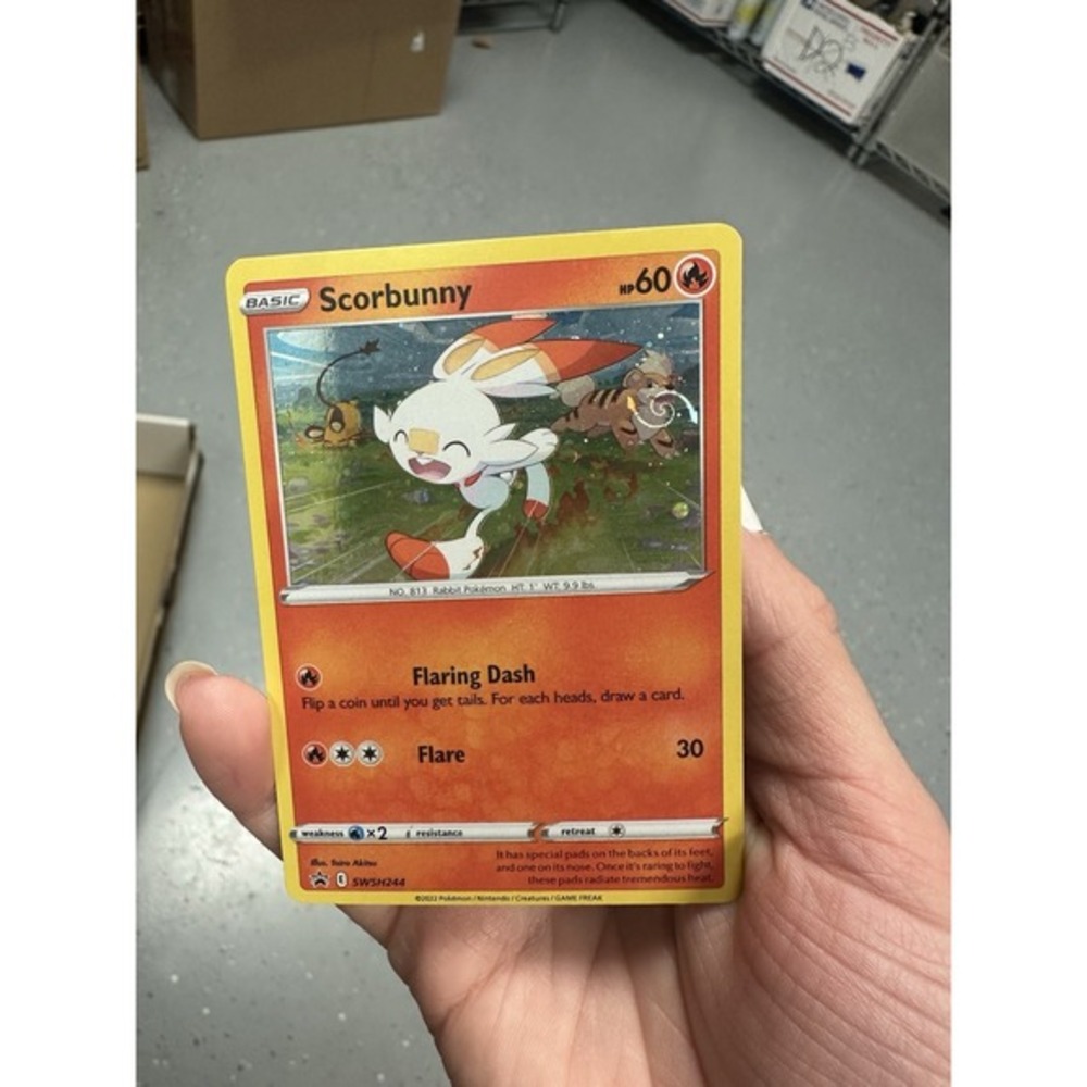 Scorbunny Black Star Cosmos Promo SWSH244 MEW HD Galaxy Swirl FART 🌀 Pokemon LP
